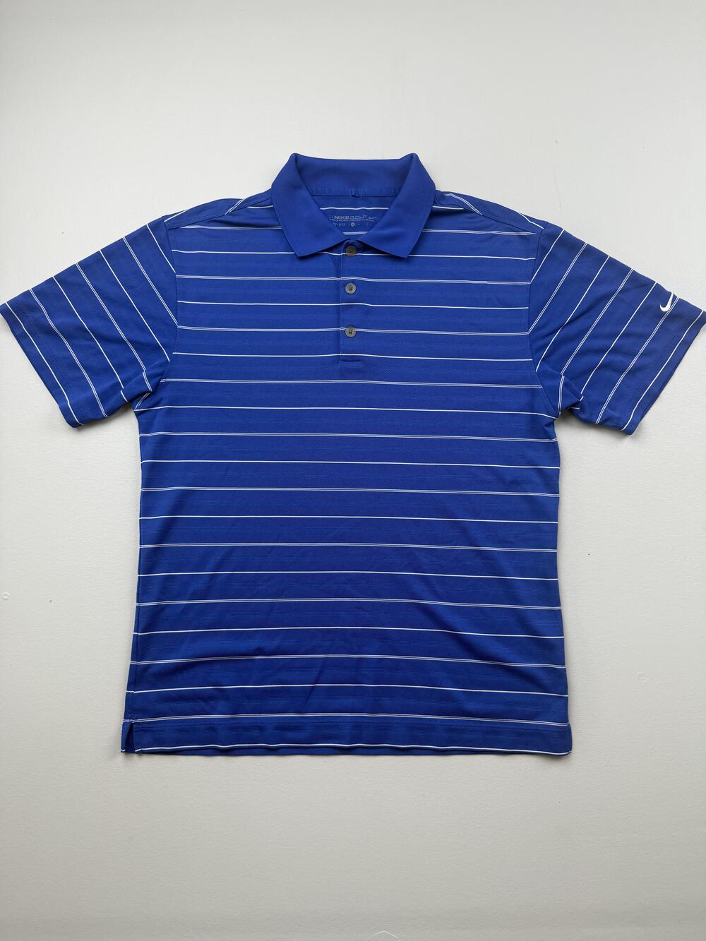 Nike Golf Dri-FIT Polo Shirt Mens Small Blue Striped Golf Performance Knit